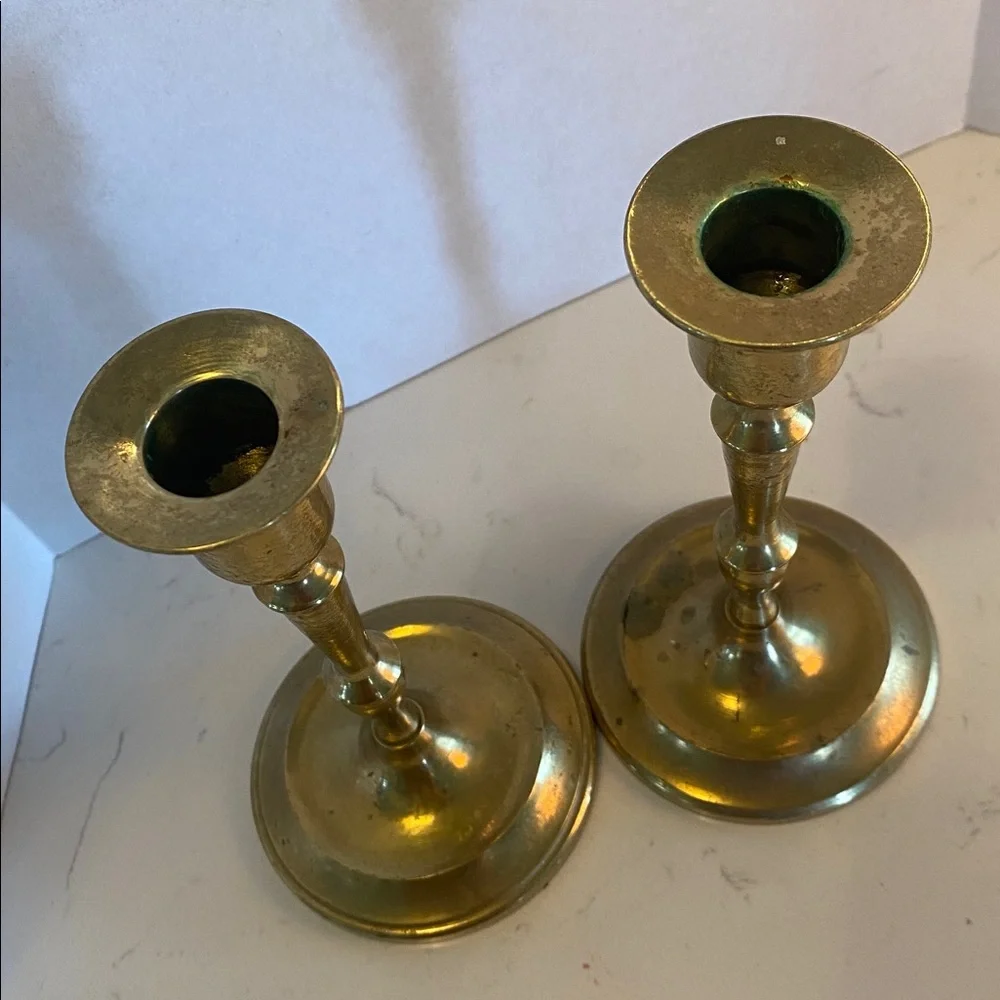 Brass Taper Candle Holders - Pair 6”